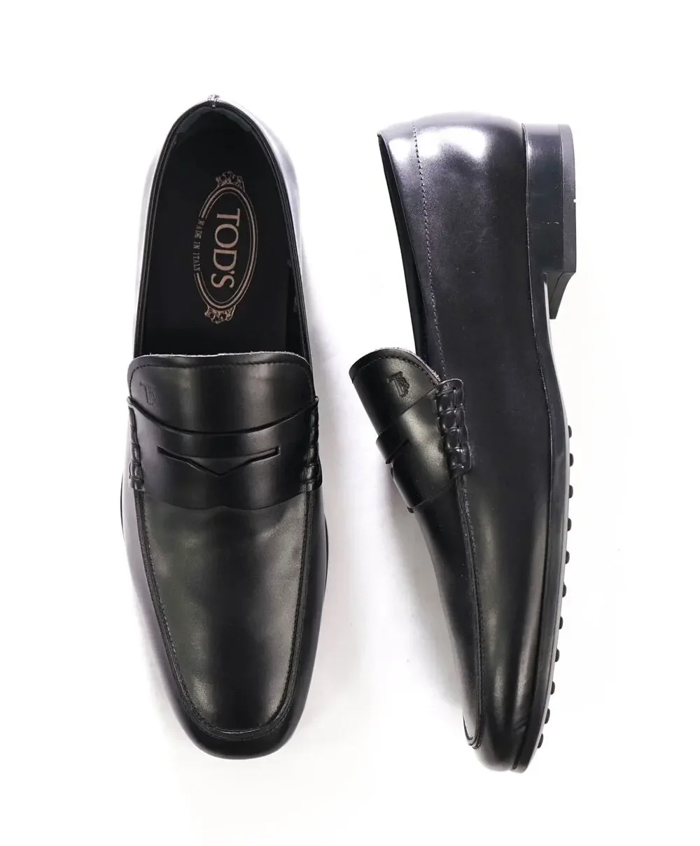 $925 TOD'S - Black Leather Penny Loafers - US 10 (9UK)